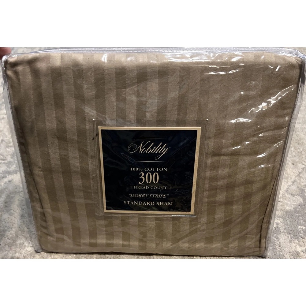 NEW NOBILITY DOBBY‎ STRIPE TAUPE One Standard Sham.